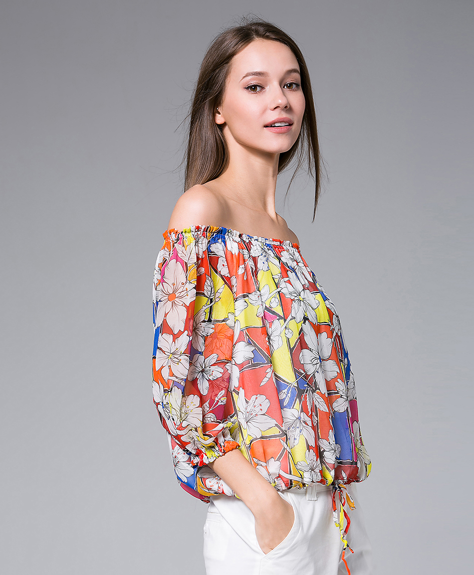 Tops - Flowers Printed silk georgette top